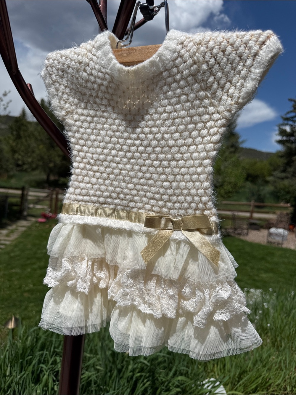 Cream Ruffled Tiered Babydoll Dress 2T - Picture 7 of 7